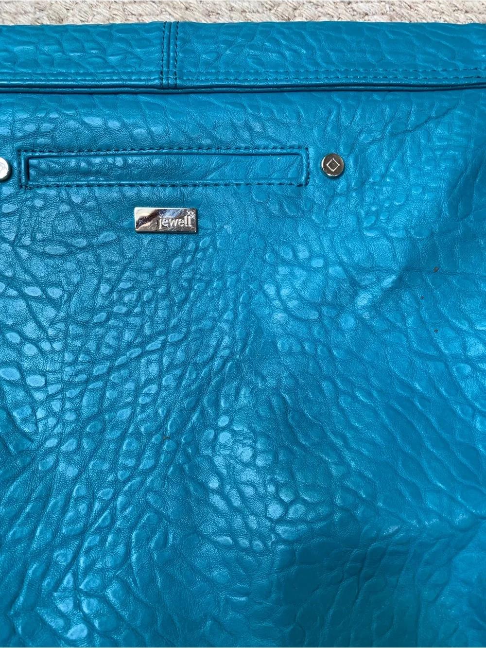 thirty-one jewel Teal Blue Textured Leather Shoulder Bag